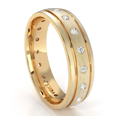 Bezel Set Diamond Matte Finish Men's Eternity Wedding Band 14k Gold Yellow (0.35Ct. tw.)