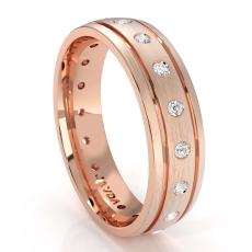 Bezel Set Diamond Matte Finish Men's Eternity Wedding Band 14k Rose Gold (0.35Ct. tw.)