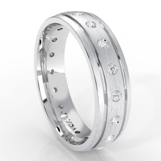 0.35Ct Bezel Set Diamond Matte Finish Men's Eternity Wedding Band 14k W Gold