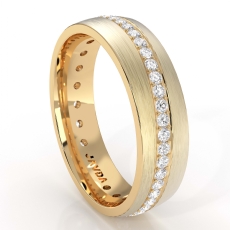 0.50 Ct Pave Diamond Eternity Men's Wedding Band Matte Finish 14k White Gold (0.5Ct. tw.)