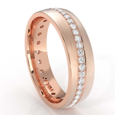 0.50 Ct Pave Diamond Eternity Men's Wedding Band Matte Finish 14k White Gold (0.5Ct. tw.)