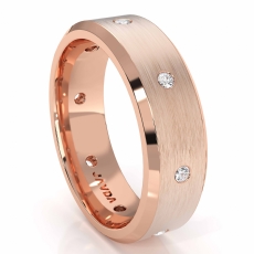 Brushed Finish Bezel Diamond Eternity Men's Wedding Band 14k Rose Gold (0.16Ct. tw.)