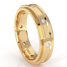 Polished Step Edge Diamond Eternity Men's Wedding Band in 14k Gold Yellow  (0.2Ct. tw.)