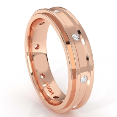 Polished Step Edge Diamond Eternity Men's Wedding Band in 14k Rose Gold  (0.2Ct. tw.)