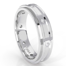 Polished Step Edge Diamond Eternity Men's Wedding Band in 14k White Gold 0.20Ct