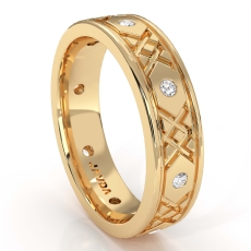 Round Edges Diamond Eternity Men's Wedding Band XO Style 14k Gold Yellow  (0.16Ct. tw.)