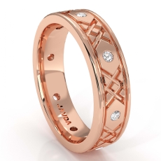 Round Edges Diamond Eternity Men's Wedding Band XO Style 14k Rose Gold  (0.16Ct. tw.)