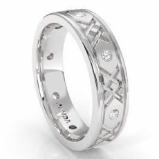 Round Edges Diamond Eternity Men's Wedding Band XO Style 14k White Gold 0.16 Ct