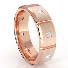 Diamond Eternity Men's Wedding Band in 14k Rose Gold Matte Comfort Fit  (0.5Ct. tw.)