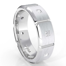 Diamond Eternity Men's Wedding Band in 14k White Gold Matte Comfort Fit 0.50 Ct