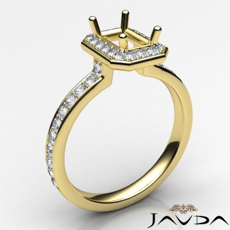 Diamond Engagement Halo Pave Setting Emerald Semi Mount Ring 18k Gold Yellow 0.45Ct