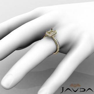 Diamond Engagement Halo Pave Setting Emerald Semi Mount Ring 18k Gold Yellow 0.45Ct