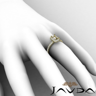 Diamond Engagement Halo Pave Setting Emerald Semi Mount Ring 18k Gold Yellow 0.45Ct