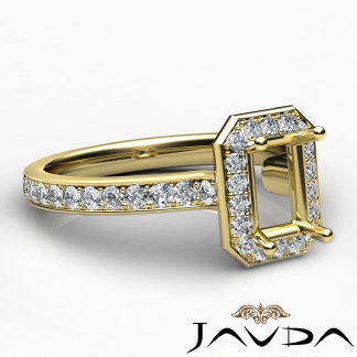 Diamond Engagement Halo Pave Setting Emerald Semi Mount Ring 18k Gold Yellow 0.45Ct
