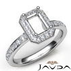 Diamond Engagement Halo Pave Setting Emerald Semi Mount Ring 14k White Gold 0.45Ct - javda.com 