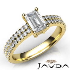 Scalloped Pave Side Stone diamond Ring 14k Gold Yellow