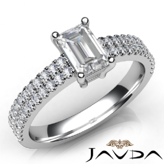 U Cut Prong Setting Diamond Engagement Emerald Semi Mount Ring Gold W18k 0.5Ct