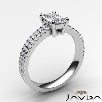 U Cut Prong Setting Diamond Engagement Emerald Semi Mount Ring Gold W18k 0.5Ct