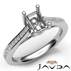 Channel Setting Diamond Engagement Emerald Semi Mount Ring 14K White Gold 0.30Ct