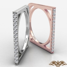 Square Shaped Round Diamond Women's Fashion Ring In 18k Rose Gold  (0.11Ct. tw.)