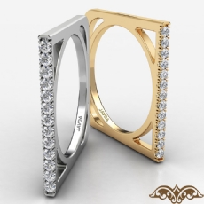 Square Shaped Round Diamond Women's Fashion Ring In 14k White Gold 0.11 Ct