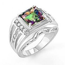 5.20 Ct Rainbow Tpz Gemstone Diamond Fashion Ring W Gold