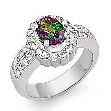 2.45 Ct Oval Cut Topaz Gemstone Diamond Vintage Ring Gold