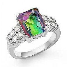 5.25Ct Rainbow Topaz Gemstone Diamond Ring 14k Gold