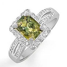 2.15 Ct Emerald Green Topaz Gemstone Diamond Ring 14k Gold