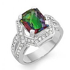 4.95CT Rainbow Topaz & Diamond Fashion Gemstone Ring Gold