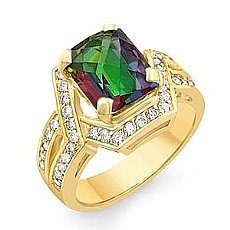 Rainbow Topaz & Diamond Fashion Gemstone Ring 18k Gold Yellow (0.75Ct. tw.)