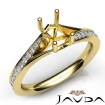 Pave Setting Diamond Engagement Emerald Cut SemiMount Ring 18k Yellow Gold 0.35Ct - javda.com 