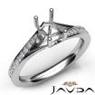 Pave Setting Diamond Engagement Emerald Cut SemiMount Ring 14k White Gold 0.35Ct - javda.com 