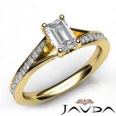 Classic Side-Stone Pave Set diamond Ring 14k Gold Yellow