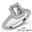 Diamond Engagement Emerald SemiMount Shared Prong Setting Ring Platinum 950 0.8Ct - javda.com 