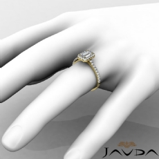 Classic Halo Pave Side Stone diamond Ring 18k Gold Yellow
