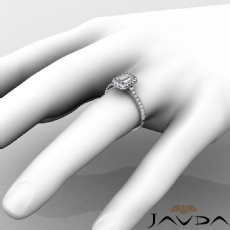 Classic Halo Pave Side Stone diamond Ring 18k Gold White