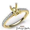 Double Prong Setting Diamond Engagement Emerald SemiMount Ring 14k Yellow Gold 0.3Ct - javda.com 