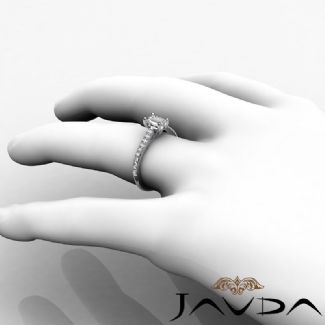 Double Prong Setting Diamond Engagement Emerald SemiMount Ring Platinum 0.3Ct