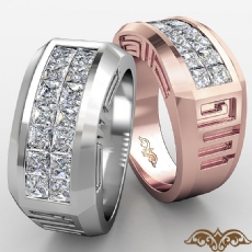 1.85 Ct Princess Cut Men Diamond Ring Fashion Band W Gold