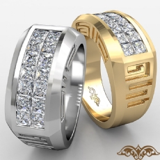 Princess Cut Men Diamond Ring Fashion Band 14k Gold Yellow (1.85Ct. tw.)