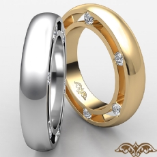 Men's Bezel Round Side Diamond Eternity Dome Wedding Band 14k W Gold 0.25 Ct