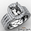 3 Row Diamond Engagement Cushion Semi Mount Ring 18k White Gold Halo Setting 1.42Ct - javda.com 