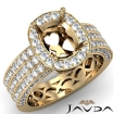 3 Row Diamond Engagement Cushion Semi Mount Ring 18k Yellow Gold Halo Setting 1.42Ct - javda.com 