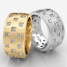 Checkered Design Men's Diamond Eternity Wedding Band 14k Gold Yellow  (1.35Ct. tw.)