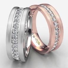 Pave Set Diamond Eternity Men's Wedding Band Round Edges 14k Rose Gold  (1Ct. tw.)