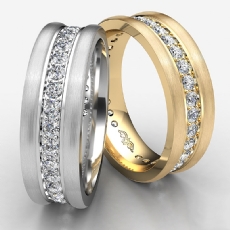 Pave Set Diamond Eternity Men's Wedding Band Round Edges 14k Gold Yellow  (1Ct. tw.)