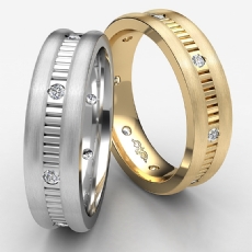 Vertical Cut Round Edge Diamond Eternity Men's Wedding Band Platinum 950  (0.16Ct. tw.)