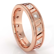 Vertical Groove Men's Diamond Carved Eternity Wedding Band 18k Rose Gold  (0.25Ct. tw.)