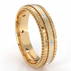 Tire Tread Pattern Diamond Men's Eternity Dome Wedding Band 14k Gold Yellow  (0.16Ct. tw.)